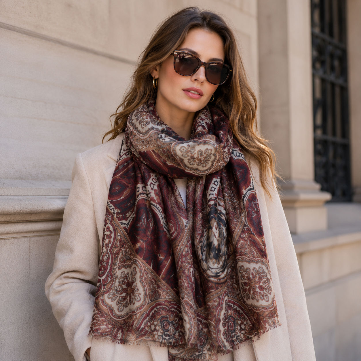 Digital Print Wool Scarf/Shawl 285